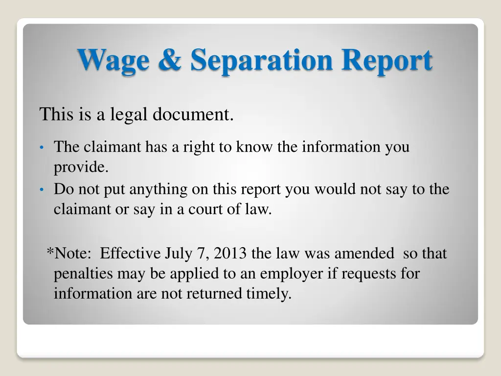 wage separation report