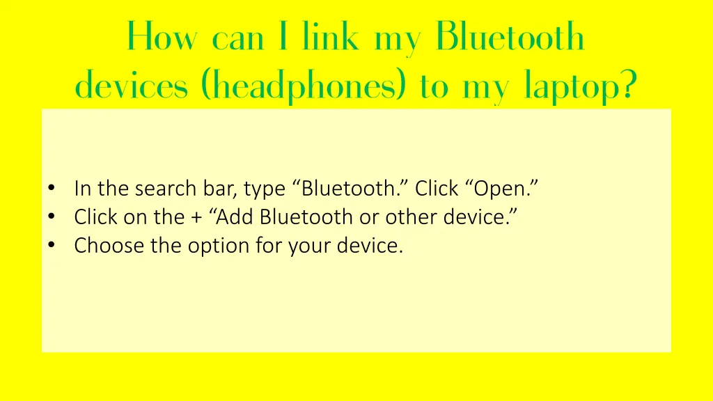 in the search bar type bluetooth click open click