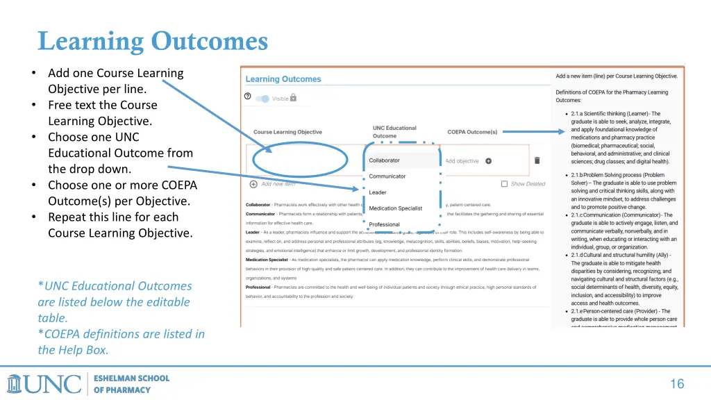 learning outcomes