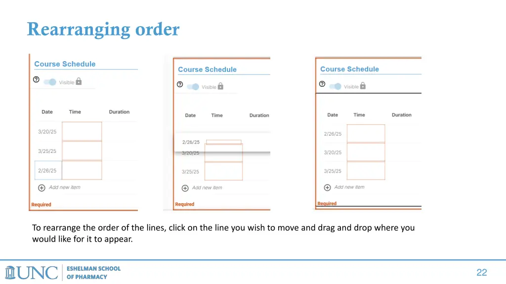 rearranging order
