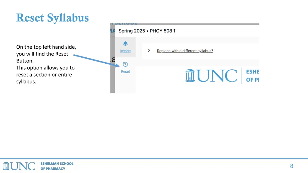 reset syllabus
