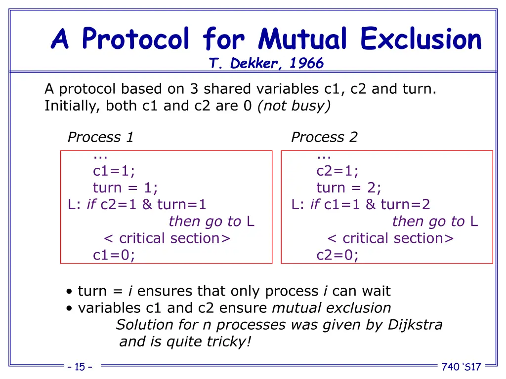 a protocol for mutual exclusion t dekker 1966