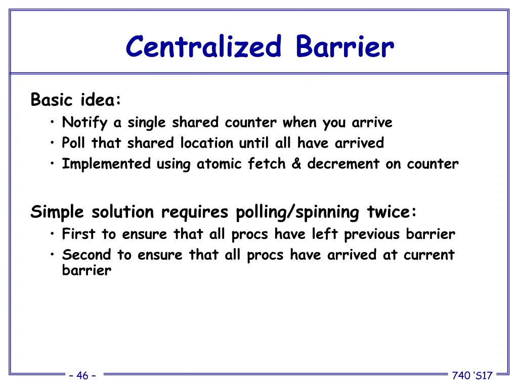 centralized barrier 1