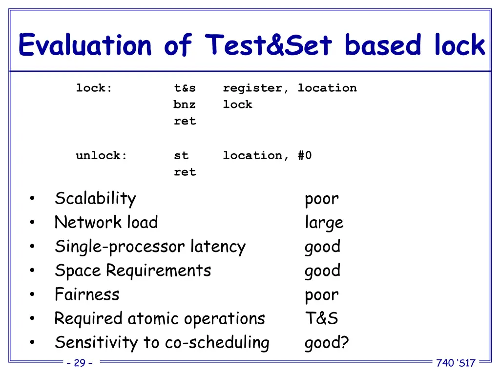evaluation of test set based lock