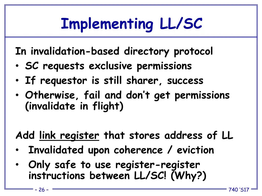 implementing ll sc