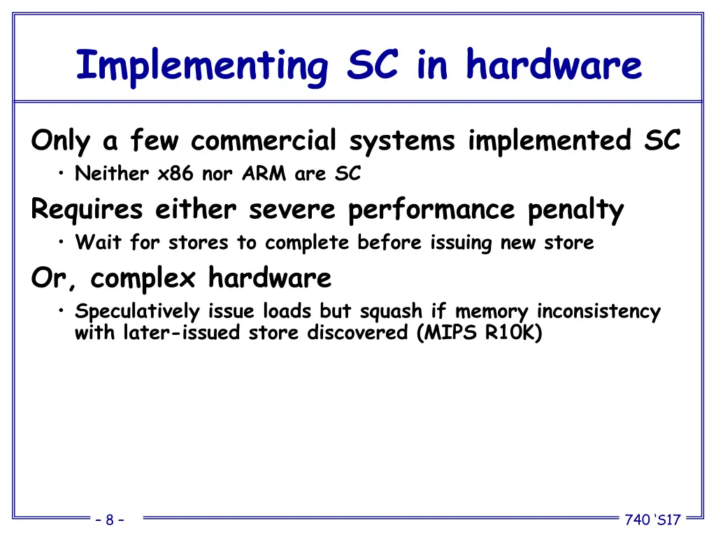 implementing sc in hardware