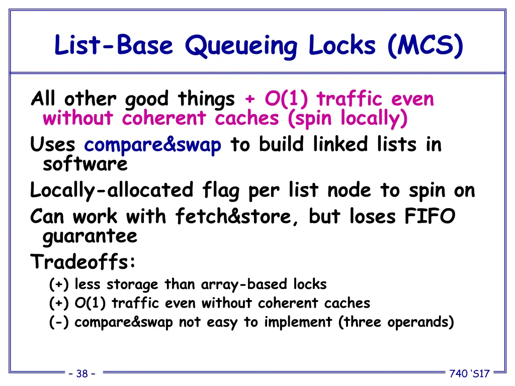 list base queueing locks mcs