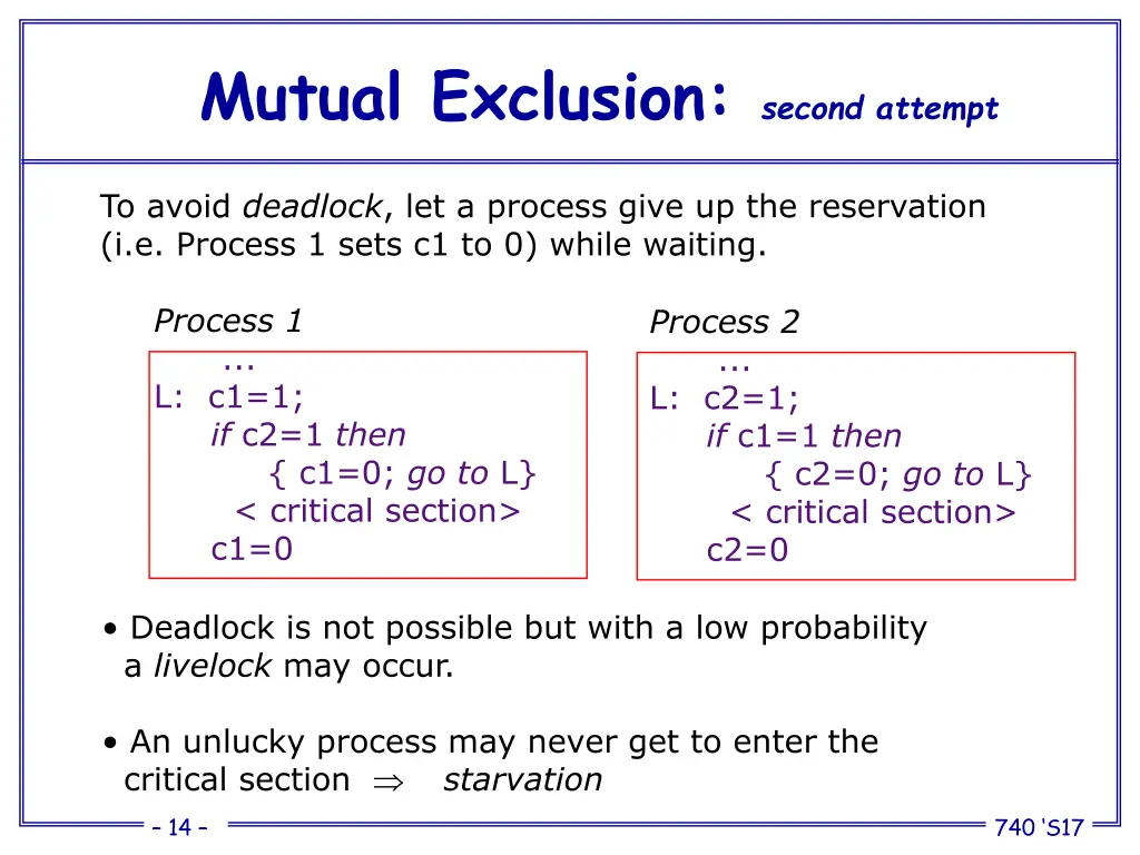 mutual exclusion second attempt