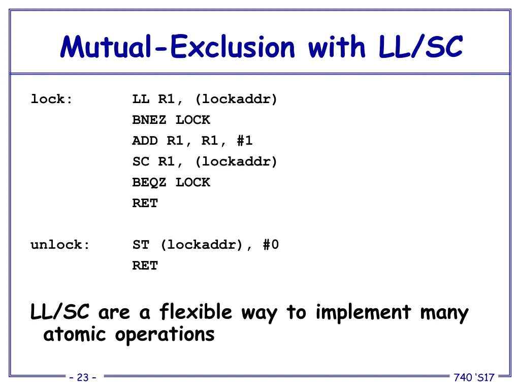 mutual exclusion with ll sc