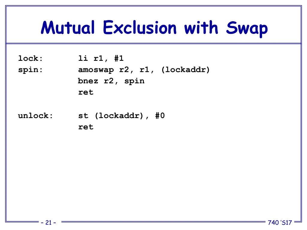 mutual exclusion with swap