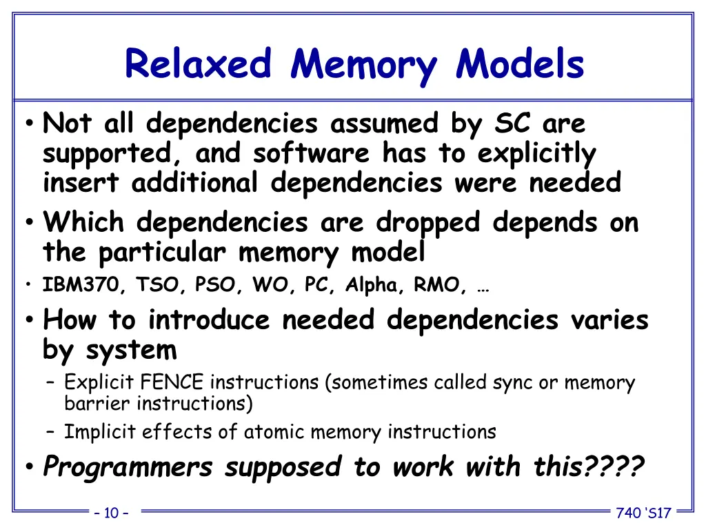relaxed memory models not all dependencies