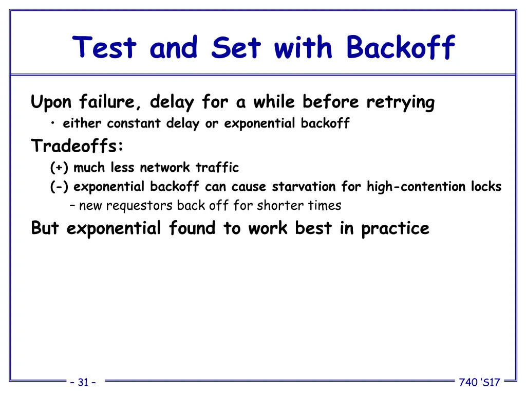 test and set with backoff