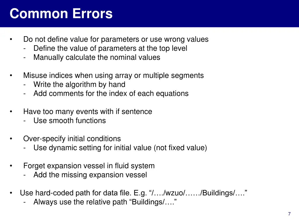 common errors