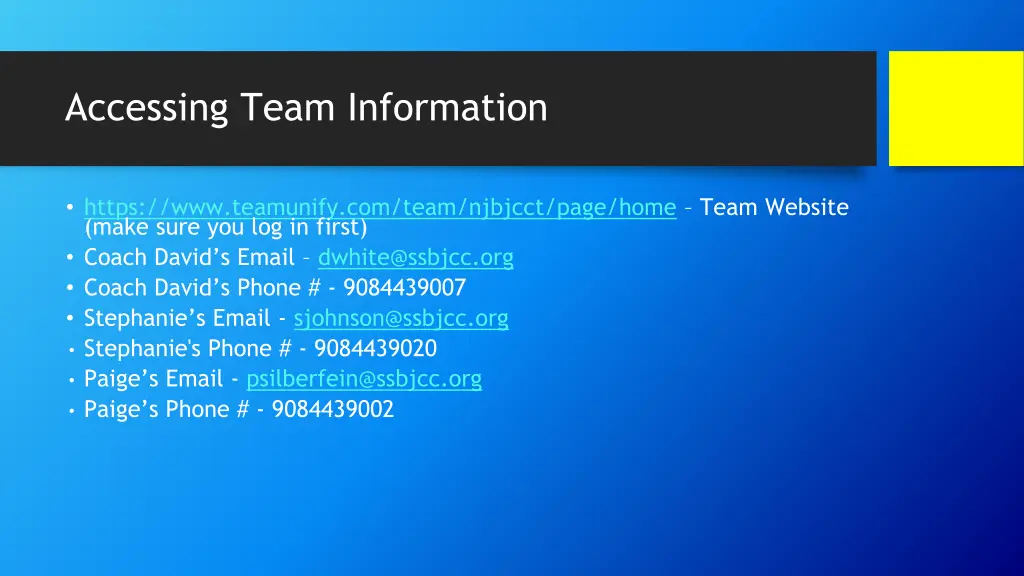 accessing team information