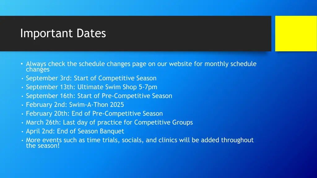 important dates