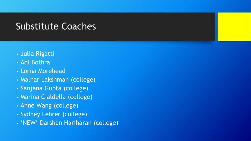 substitute coaches