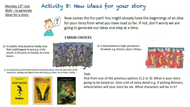 monday 13 th july walt to generate ideas