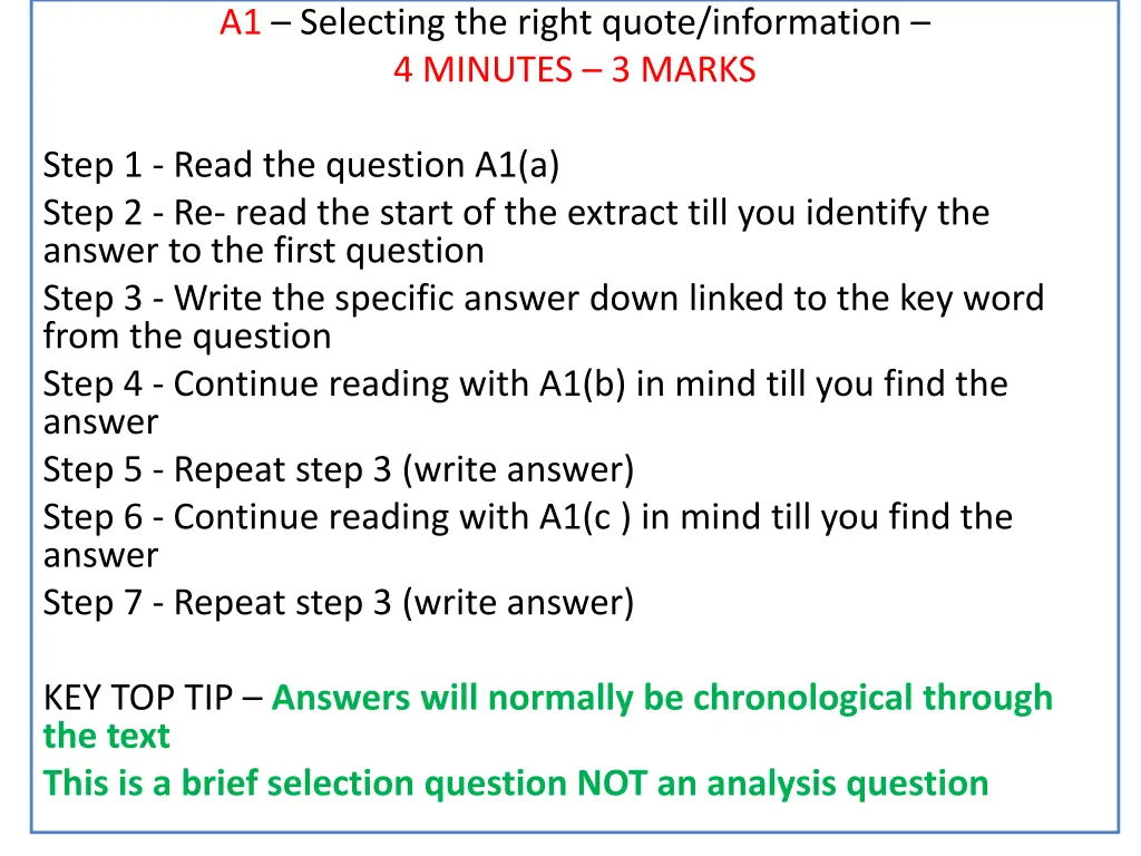 a1 selecting the right quote information
