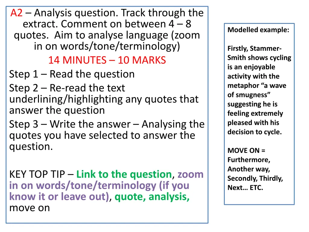 a2 analysis question track through the extract
