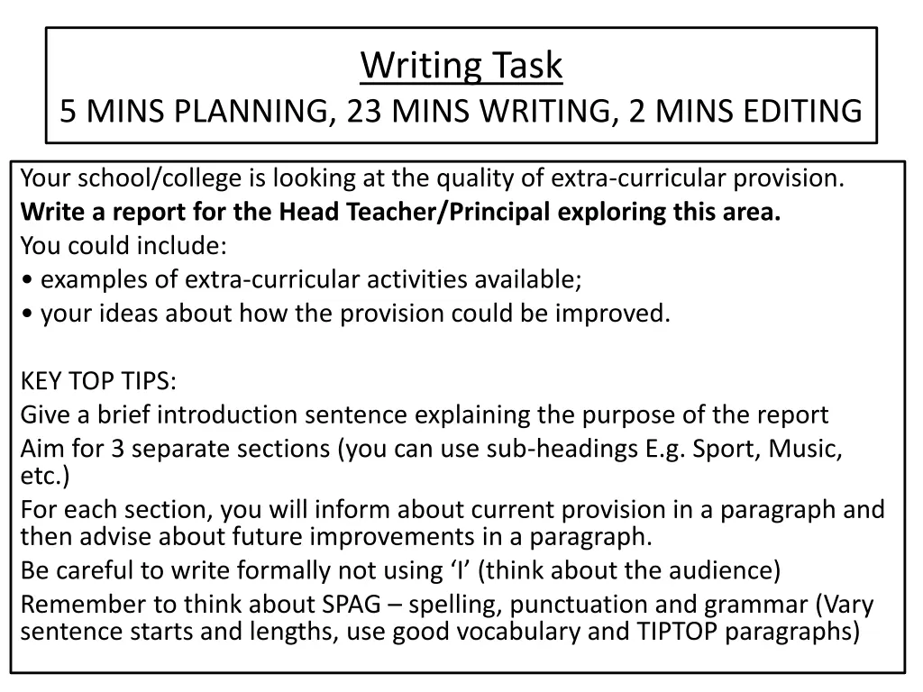 writing task