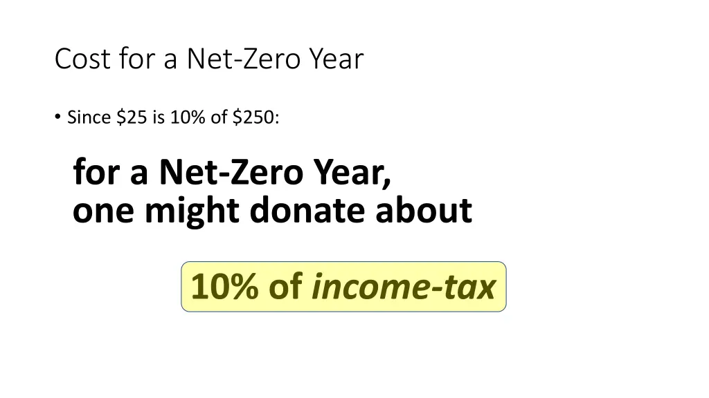 cost for a net zero year