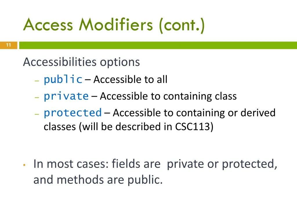 access modifiers cont