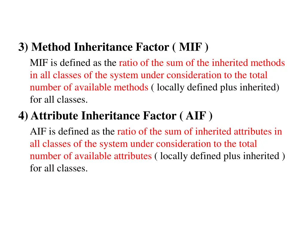 3 method inheritance factor mif mif is defined