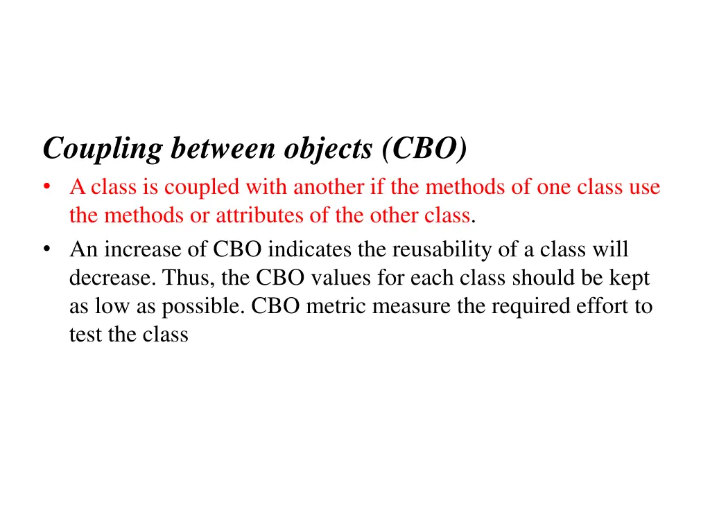 coupling between objects cbo a class is coupled