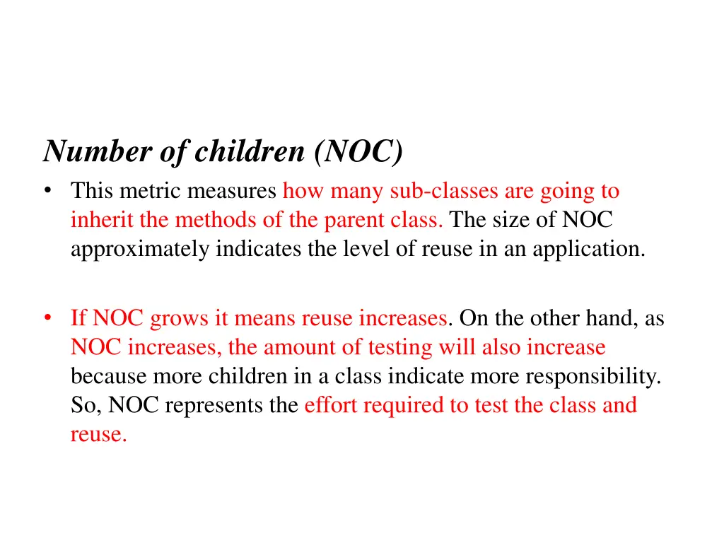 number of children noc this metric measures