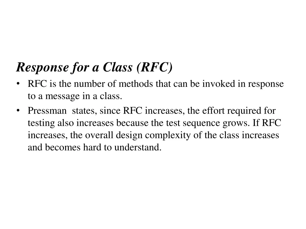 response for a class rfc rfc is the number