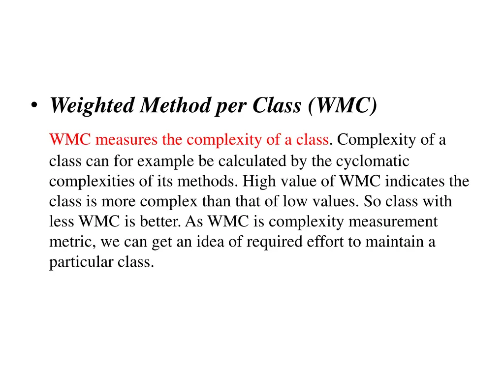 weighted method per class wmc