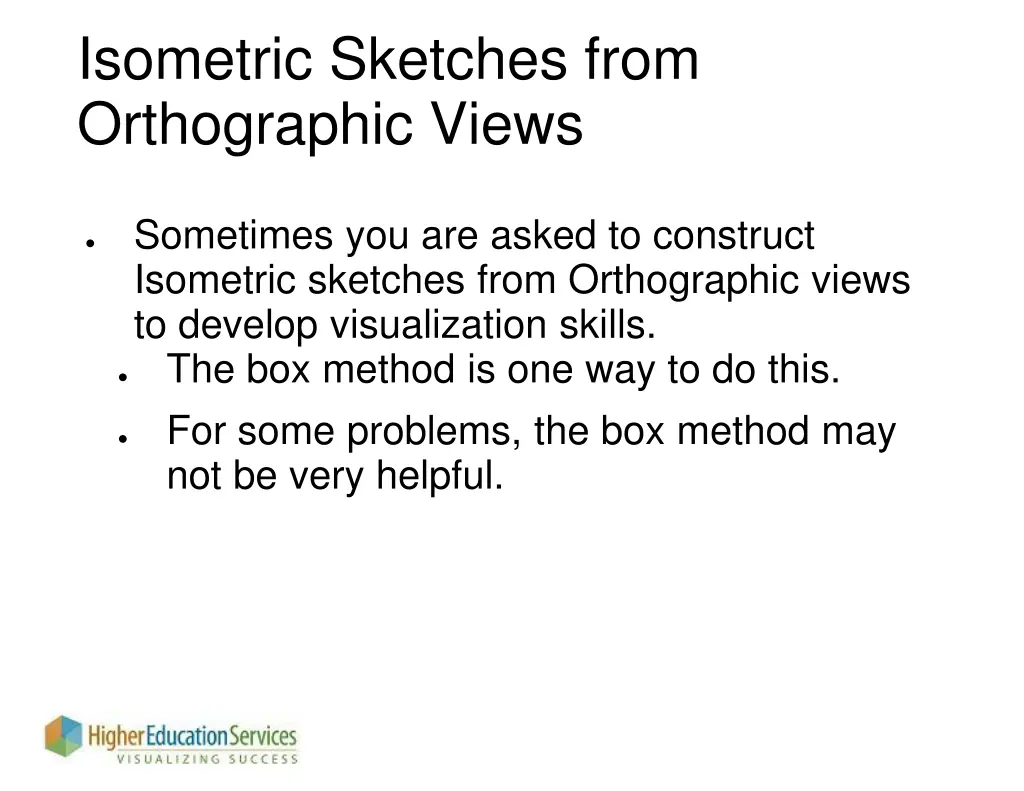 isometric sketches from orthographic views