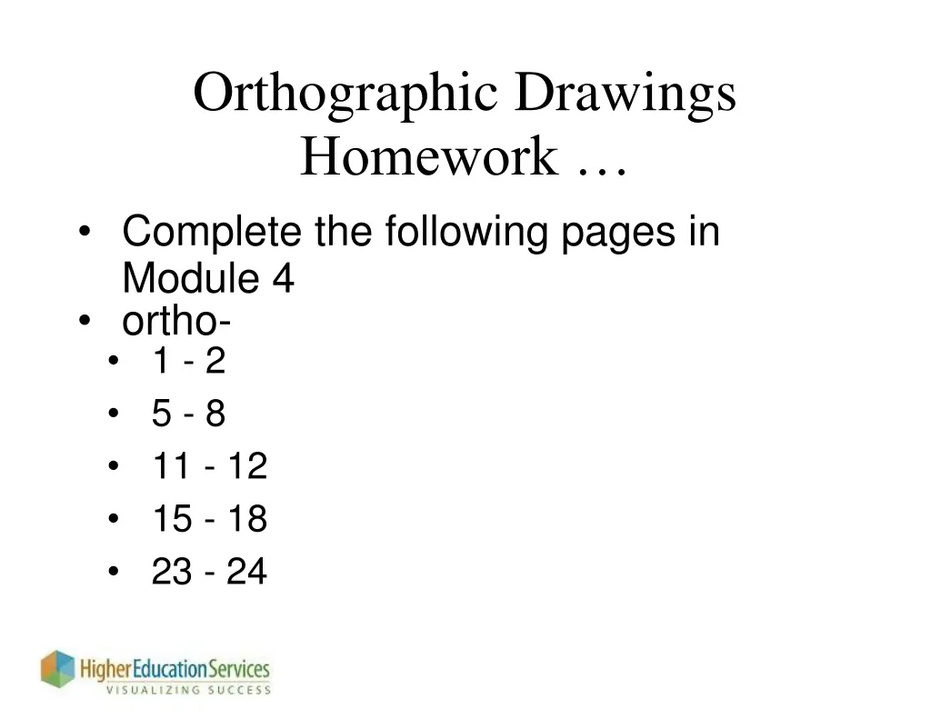 orthographic drawings homework complete