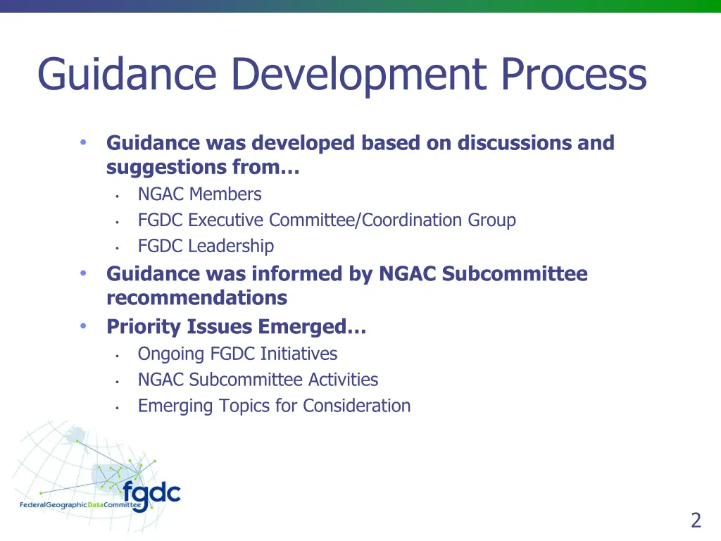 guidance development process