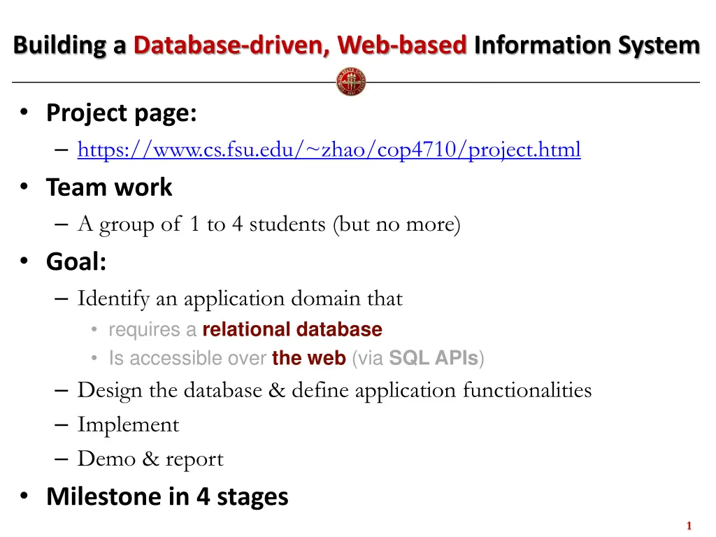 building a database driven web based information