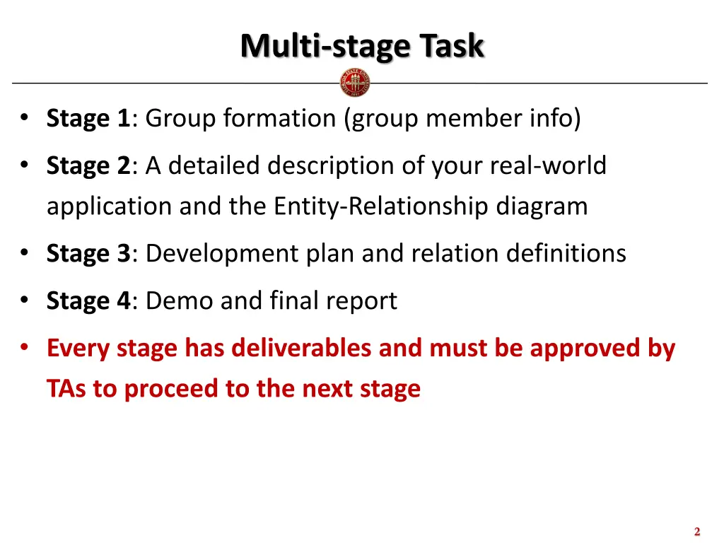 multi stage task