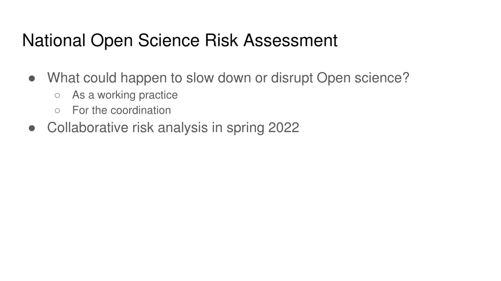 national open science risk assessment