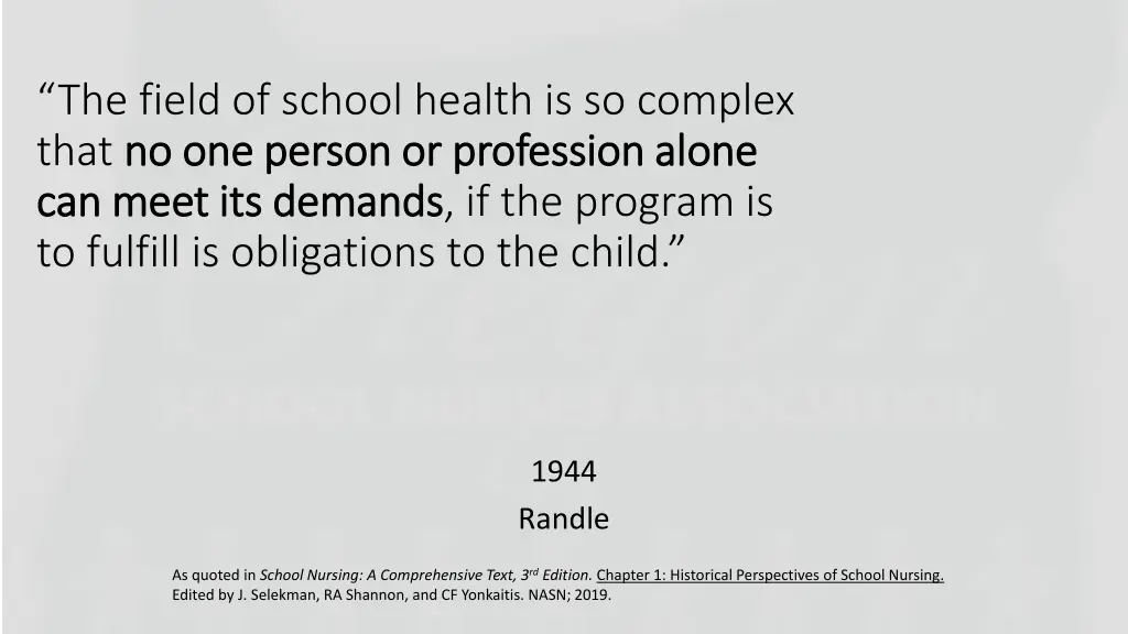 the field of school health is so complex that 1