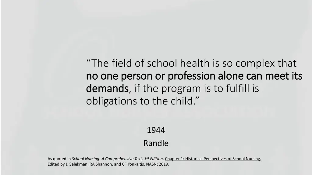 the field of school health is so complex that