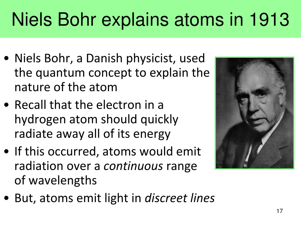 niels bohr explains atoms in 1913