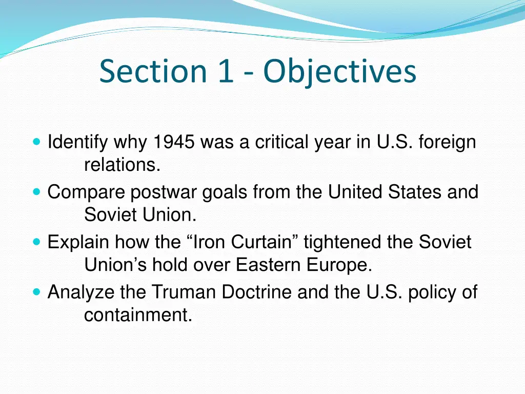 section 1 objectives