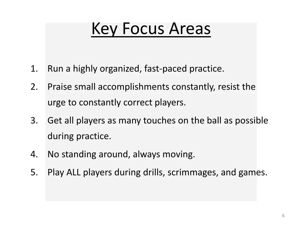 key focus areas