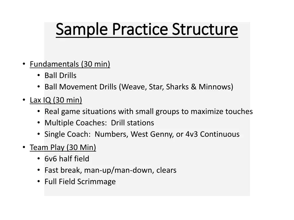 sample practice structure sample practice