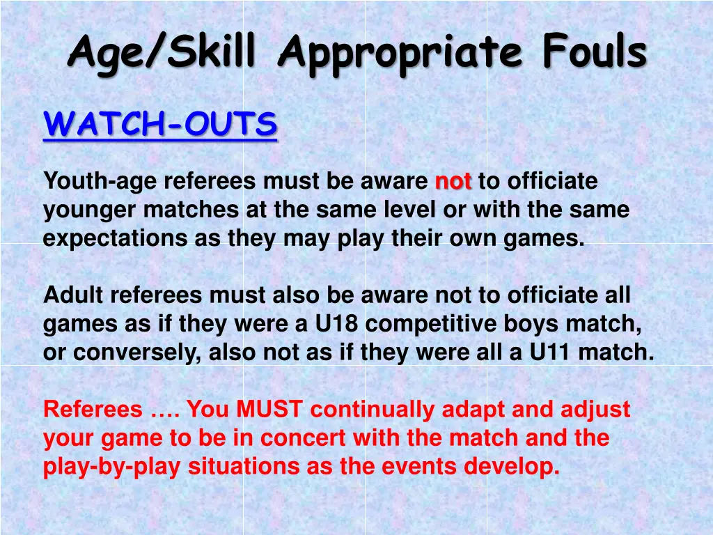 age skill appropriate fouls 2