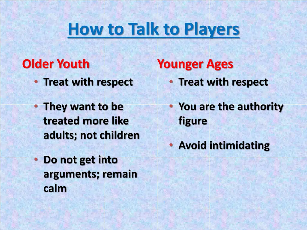 how to talk to players