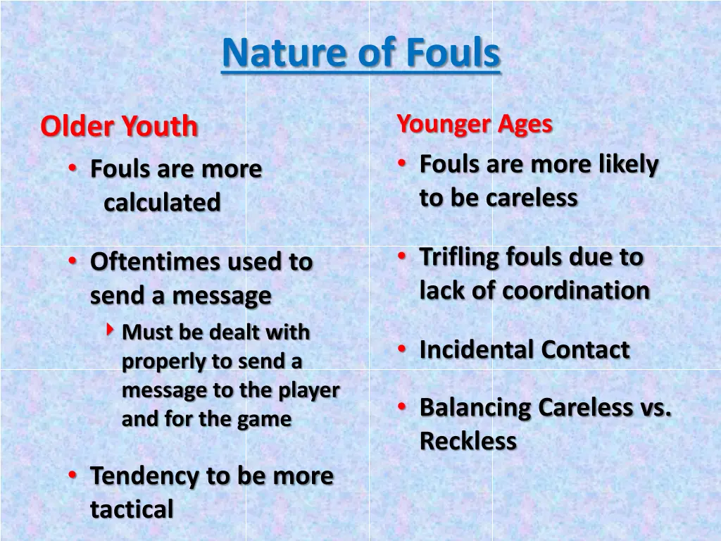 nature of fouls