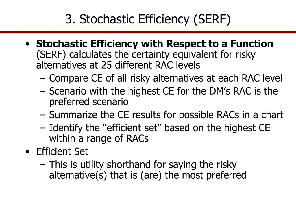 3 stochastic efficiency serf