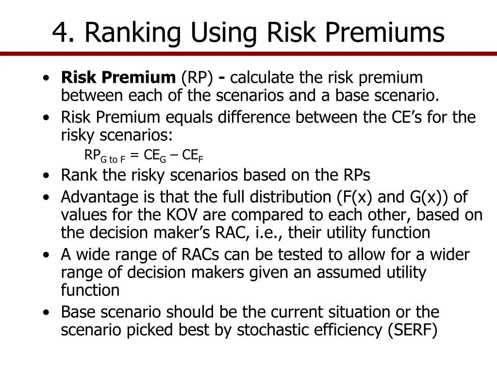 4 ranking using risk premiums