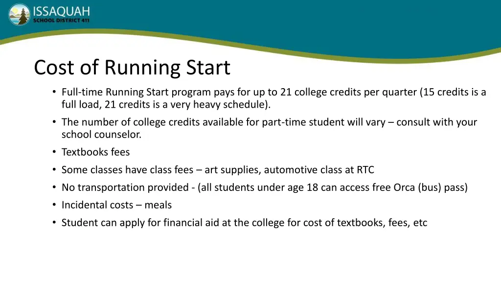 cost of running start full time running start
