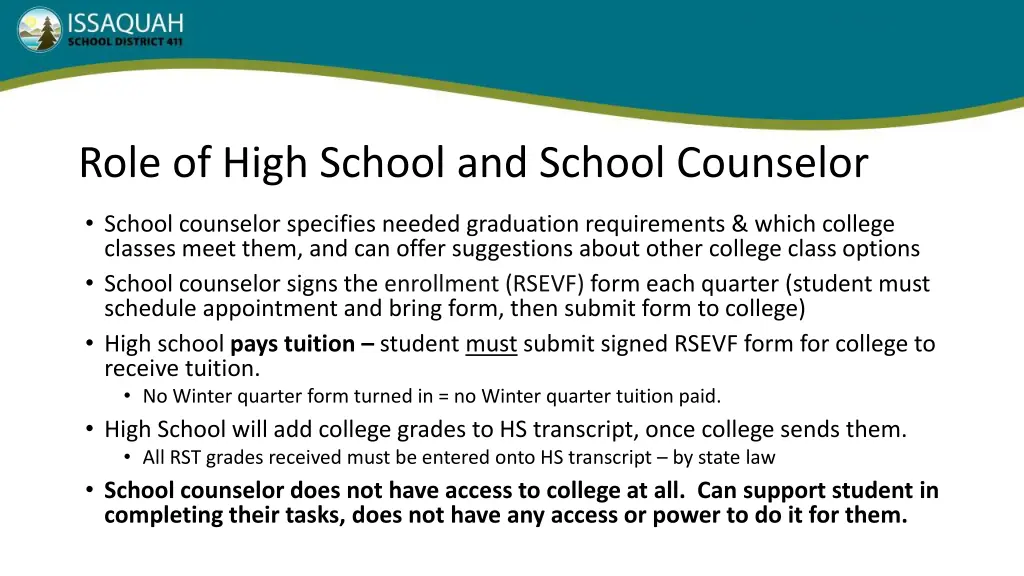 role of high school and school counselor